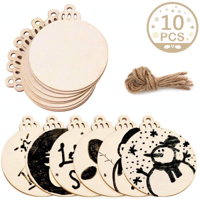 

10Pcs Ornamen Pohon Chip Kayu Natal Xmas Hanging Pendant Decoration Limited Stock