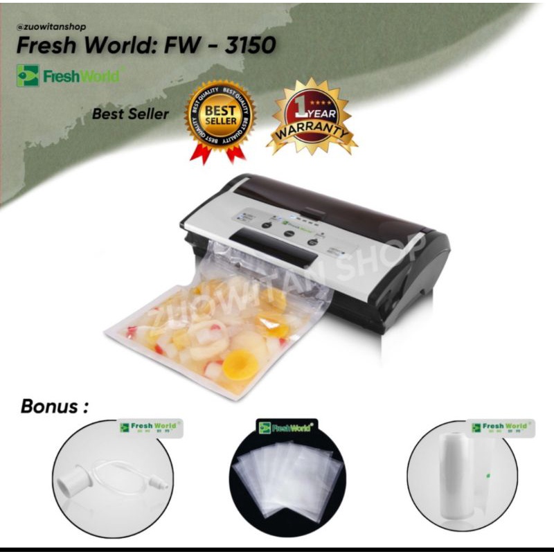 Preloved / Second mesin vacuum makanan basah/kering merk Freshworld FW-3150, kondisi very good like 
