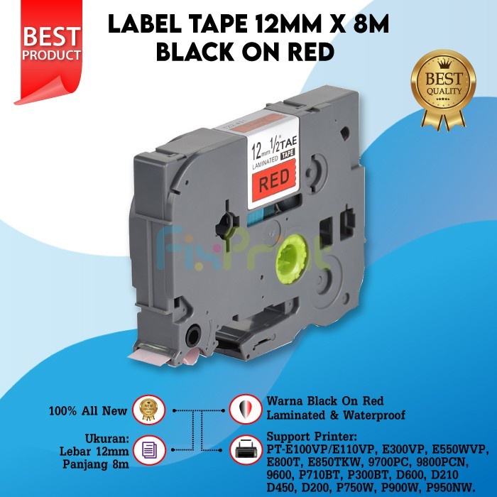 

Label Tape Tze231 12Mm 8M Tze-431 631 334 Pt-H110 D210 Black On Red Star