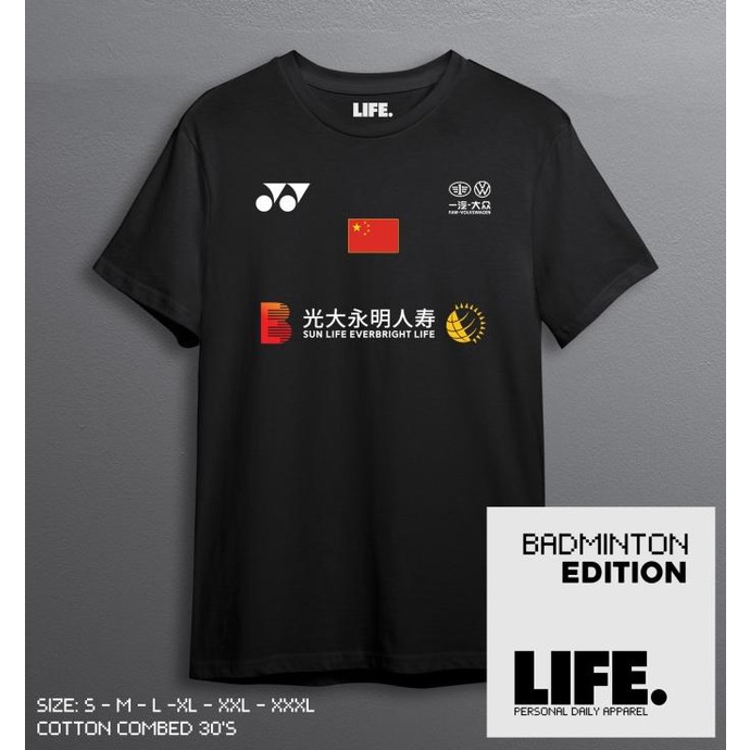 Kaos Badminton China SunLife Baju Timnas Unisex Jersey Katun Print DTF GTS