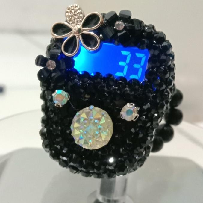 TASBIH DIGITAL SWAROVSKI LED ALARM KELIPATAN 100 BUNYI