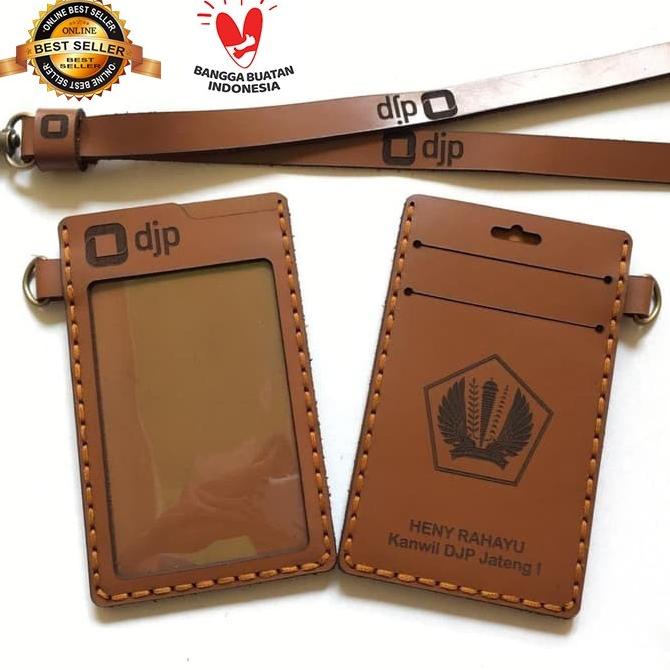 

Name Tag ID Card Holder Kulit Asli Single Custom Termurah