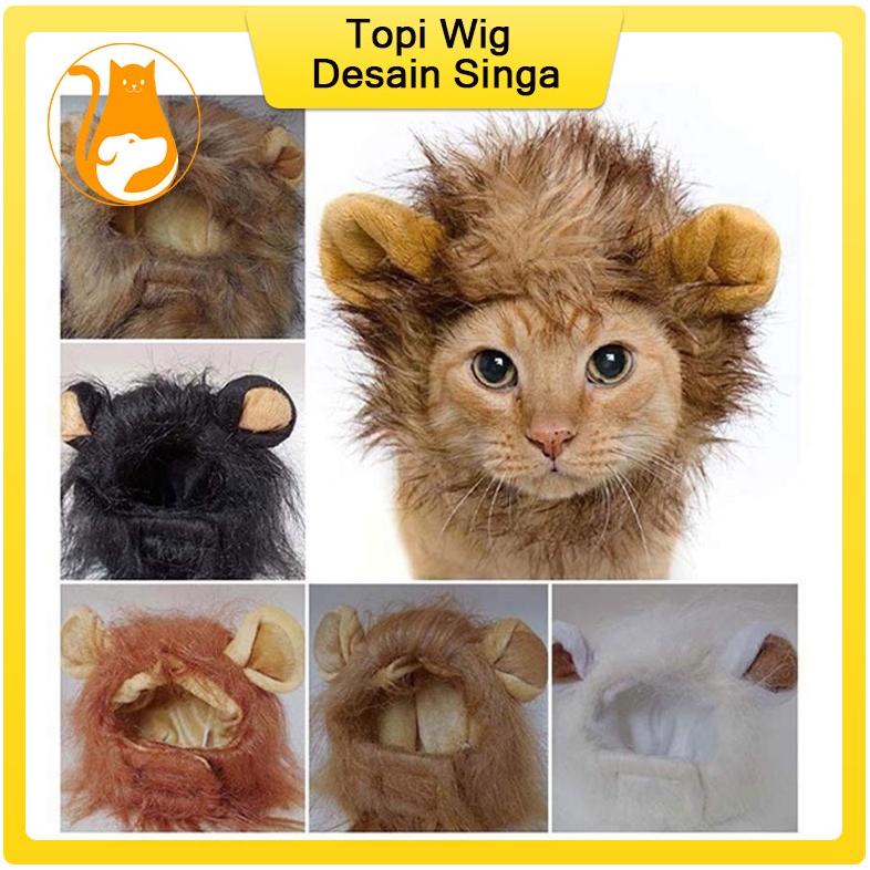 Best Quality Topi Kucing Singa Cap Rambut Topi Wig Desain Singa Dengan Telinga Untuk Kostum Kucing Dan Anjing Peliharaan laris