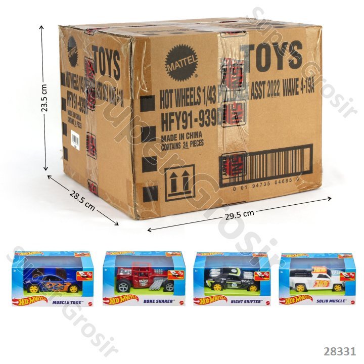 Hot Wheels 1:43 24 Pcs P/B Toys HFY91 Hot Wheels Kartonan Segel SNi isi 24 pcs