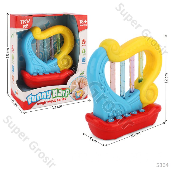 Mainan Bayi Mainan Anak Baby Musical Harpa B/O Suara Lampu Funny Harp 65153