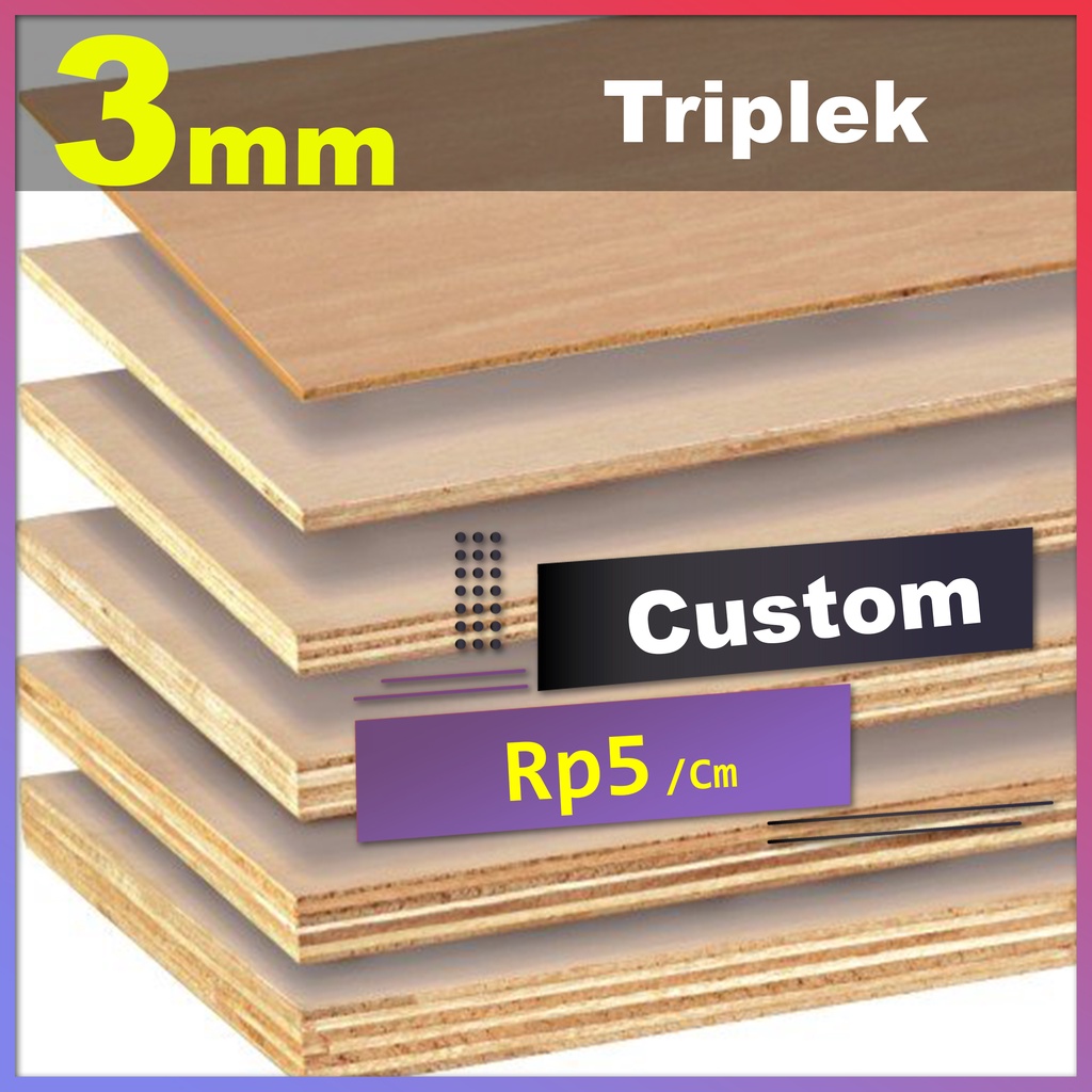 Triplek 3mm semi meranti custom potongan