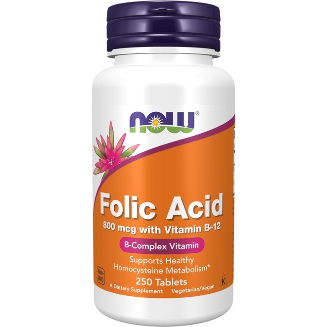Now Foods Folic Acid 800mg 250 Capsules Vitamin B12 B-12 B-Complex