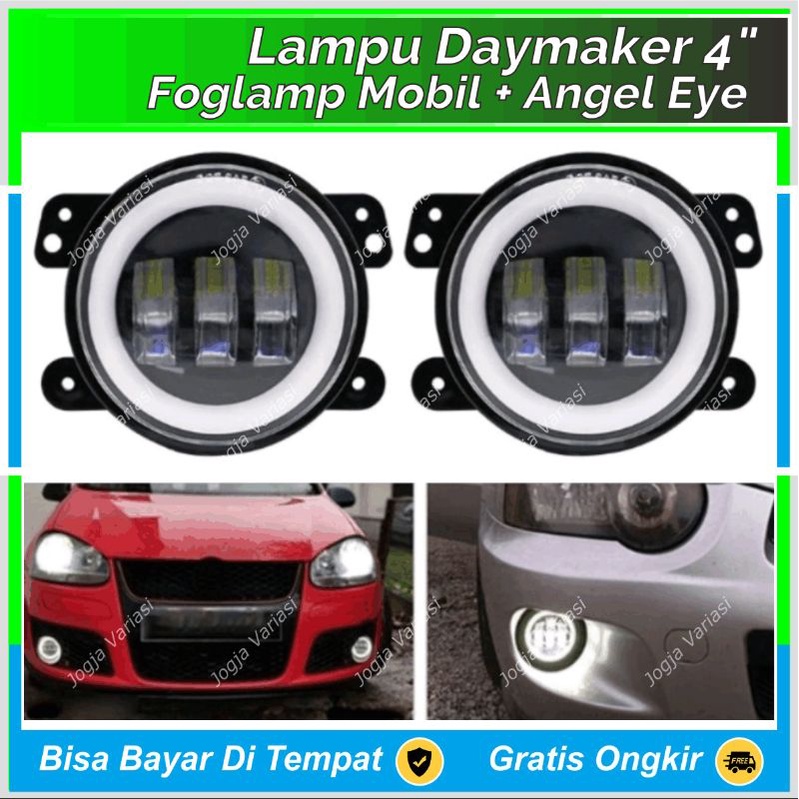 LAMPU FOGLAMP DAYMAKER CWL 3 MATA ANGEL EYE 2 FUNGSI 2 WARNA DRL KOTA + SEN ( SIGN / RITING / RETING