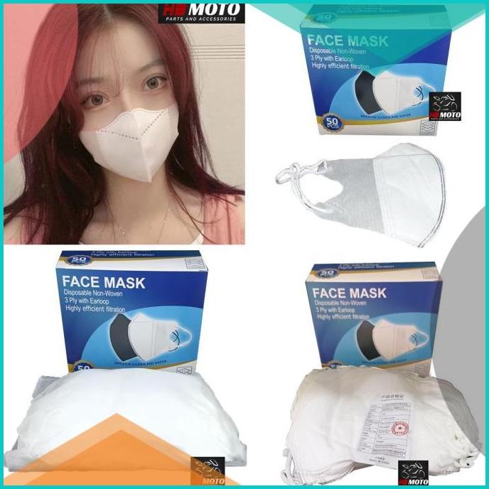 1BOX isi 50Pcs Masker Duckbill RN Face Mask/Duckbil PUTIH 3PLY 16novz3