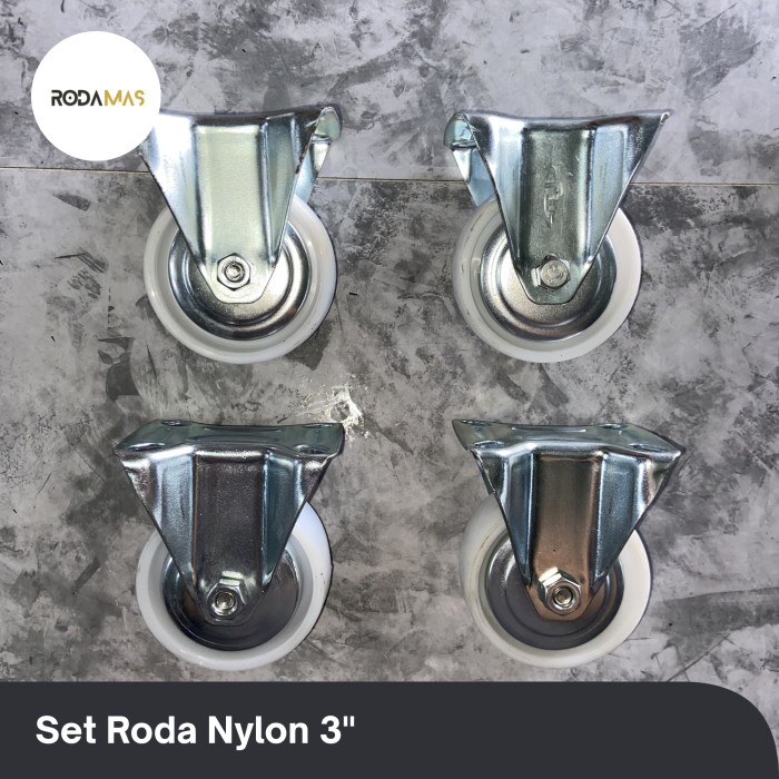 Roda Nylon/ Trolley/ Troli/ Etalase 3 inch Set ( 4 Mati )