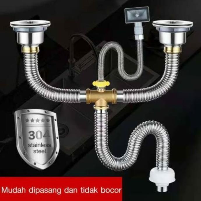 SELANG BAK CUCI PIRING STENLIS SUS 304/SELANG PEMBUANGAN AIR WASTHAFEL