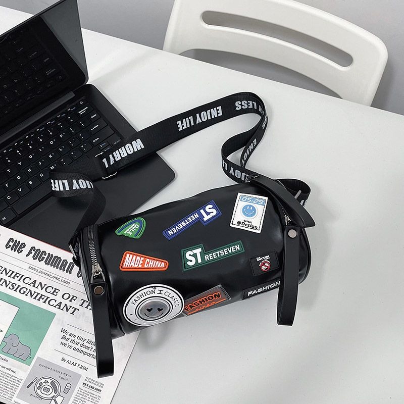 Tas Kurir Pria, Tas Bahu Pria Trendi, Tas Bulat, Sederhana