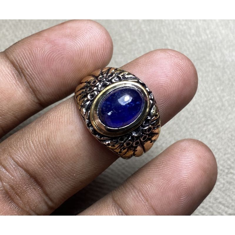 batu natural blue safir africa cincin natural blue sapphire corundum cabochon