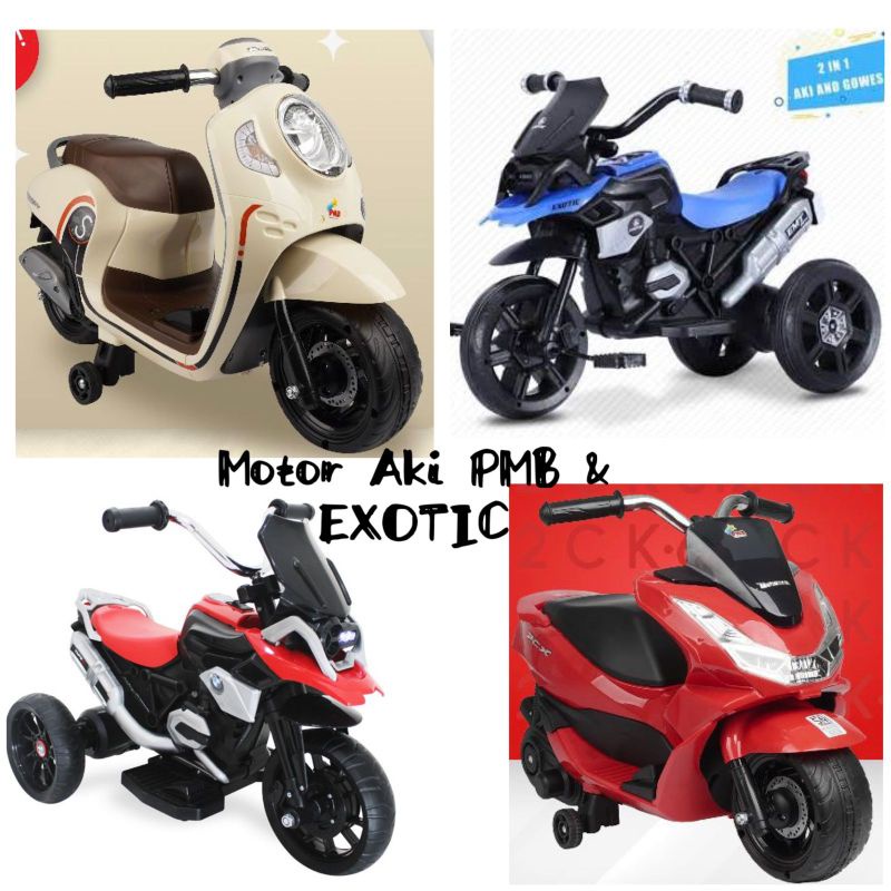 COD  Motor Aki Mainan Anak PMB M-888 BMW Motor Anak Motoran Aki Anak Exotic 2214 Gowes + Aki