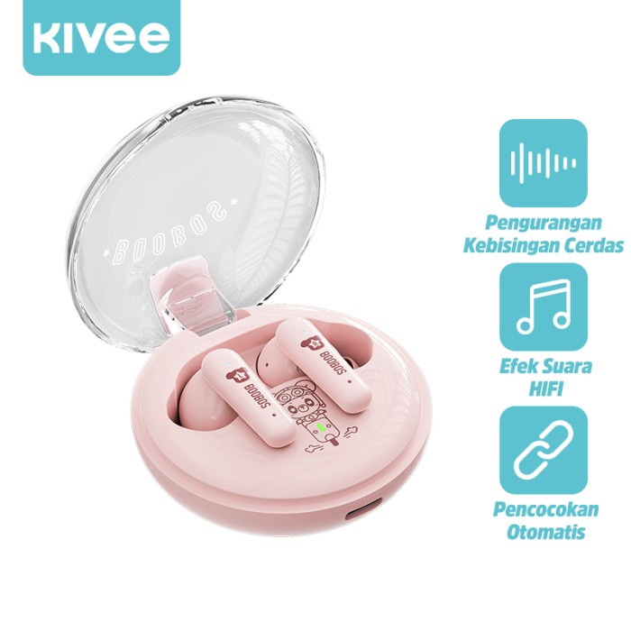 Kivee Cute Pink Headset Bluetooth Macaron 5.0 Tws Music Gaming Ready