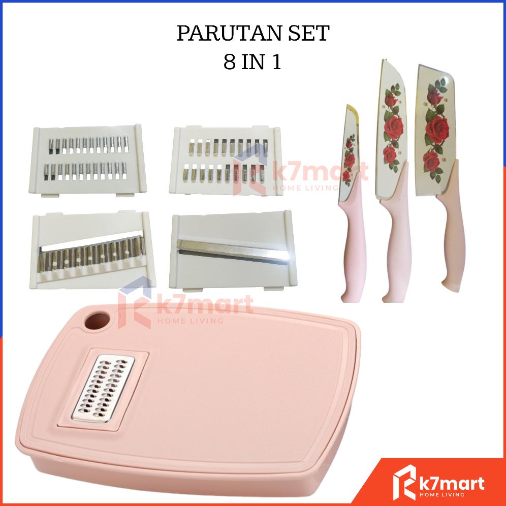 K7MART PARUTAN SET TALENAN DAN PISAU 8 IN 1 / PISAU SET PARUTAN MULTIFUNGSI / ALAT PEMOTONG SAYURAN 