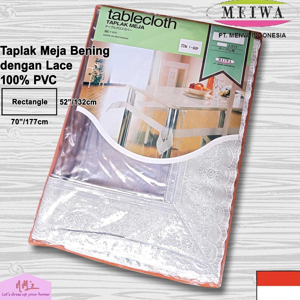 Table Cloth Taplak meja makan ruang tamu plastik persegi panjang PVC transparan bening motif - NMs