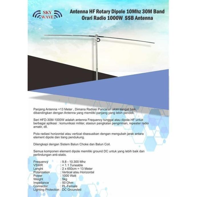 Antenna HF Rotary Dipole 10Mhz 30m Band Orari Radio 1000W SSB Antena