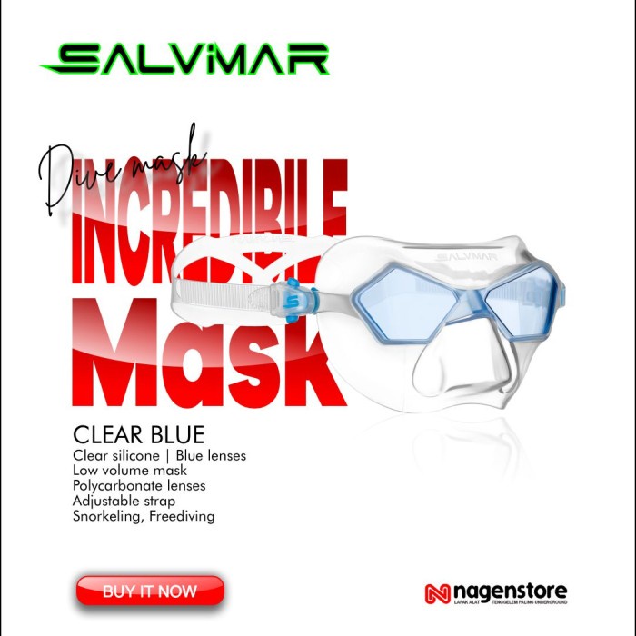 Terbaru Salvimar Incredible Salvimar Fluyd Incredible White Clear Freediving - Clear Blue Promo
