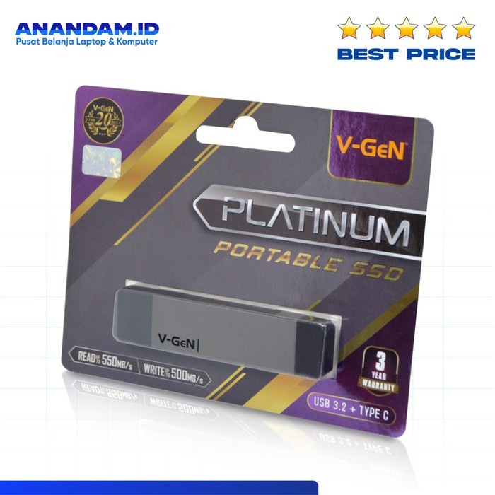 SSD Portable V-GeN 1TB Platinum USB 3.2 Type C - Vgen 1 TB