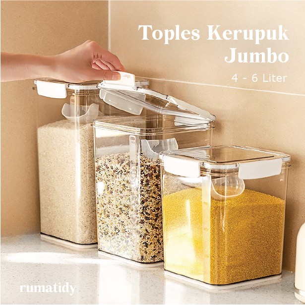 

Kerupuk - Sh21 Haka Toples Kerupuk Jumbo Kedap Udara 4-6 Liter Bening Transparan