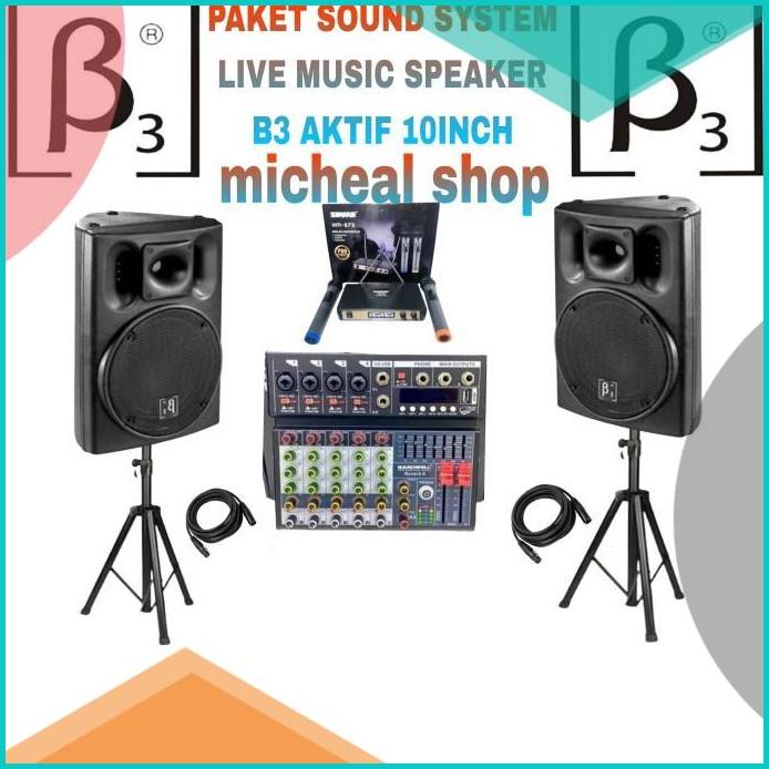 paket sound system live music speaker aktif B3 10inch +mixer audio ori