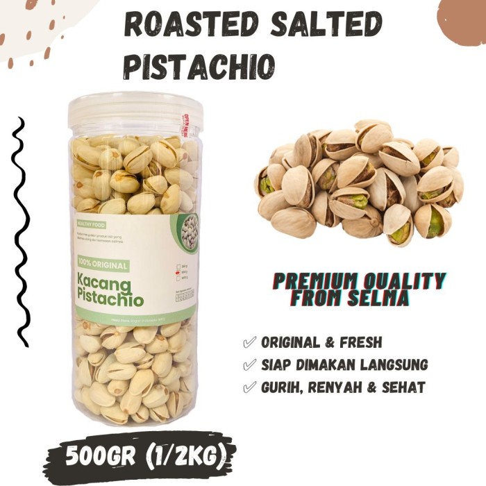 

Kacang - Kacang Pistachio Fustuk Ketawa 500Gr Roasted Salted Pistasio Panggang