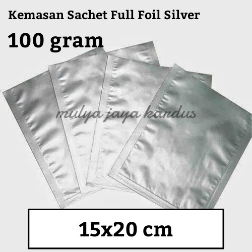 500 pcs/lbr Kemasan Sachet Plastik Sachet Aluminium Foil Silver 15x20cm 75-100gram (SACHET 100)