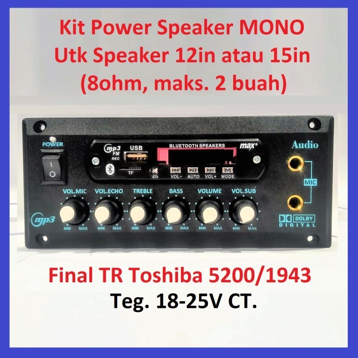 KIT POWER Speaker Aktif ECHO Bluetooth MONO 300 Watt