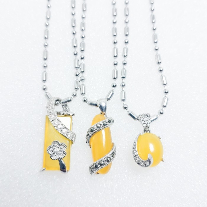 [Baru] Liontin Kalung Batu Akik Kuning Hiriz Syarafusyam Terbaru