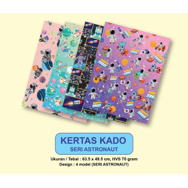 

Kertas Kado Motif Astronout Baru Isi 50Lembar / Kertas Bungkus Kado
