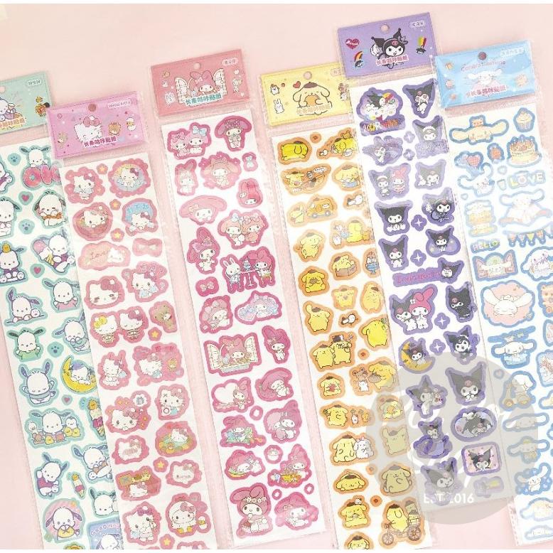 

Stiker Sanrio Glossy Hologram Kawaii Lucu Melody Kuromi Cinamonroll Mainan Anak Sticker