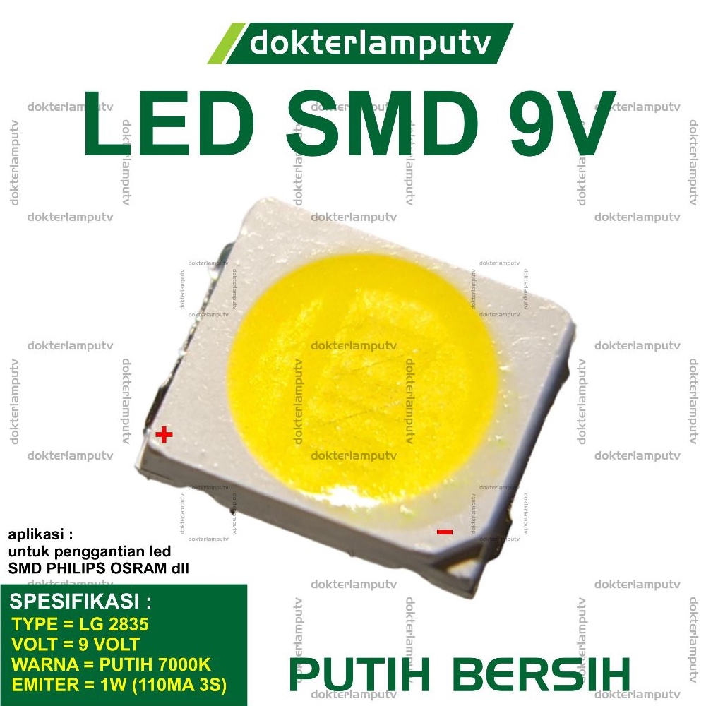 LED SMD 2835 9V 1W PUTIH 100PCS LG ESSENTIAL DOKTERLAMPUTV