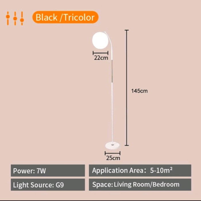 Lampu Standing Minimalis LED Bola kaca Murah