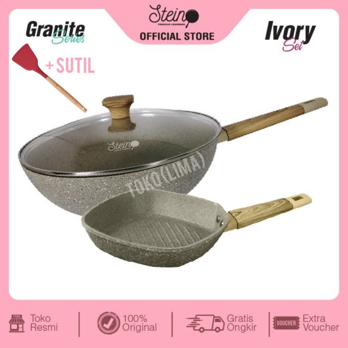 Promo Wok Pan 30Cm Steincookware Paket Ivory Set Grill Pan 18Cm Stein Onyx