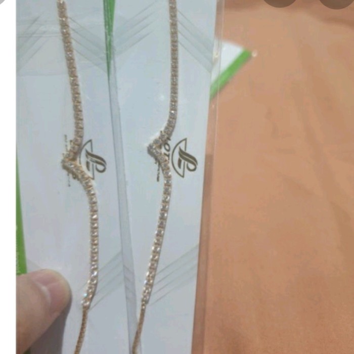 ✨Sale Gelang Serut Aurel Listring Permata Putih Emas Asli 375 8K Besar Kecil Terbatas