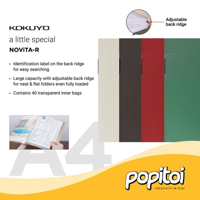 

Promo Kokuyo Novita-R Retro File Document Folder A4 (40 Clear Pockets)