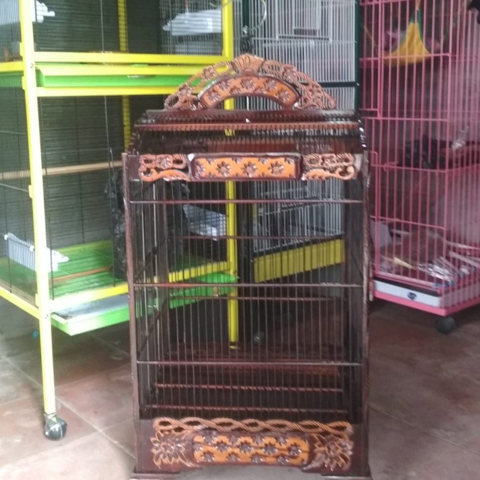 Promo Kandang Burung Ukiir Tampar No 1 Kayu Jati