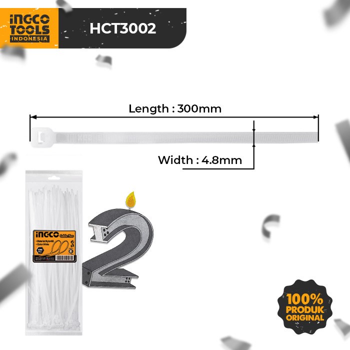 

Terbaru 100-Pcs Cable Ties (30Cm Putih) Ingco Hct3002 Tali Kabel Tis Tie Nylon Promo Terlaris