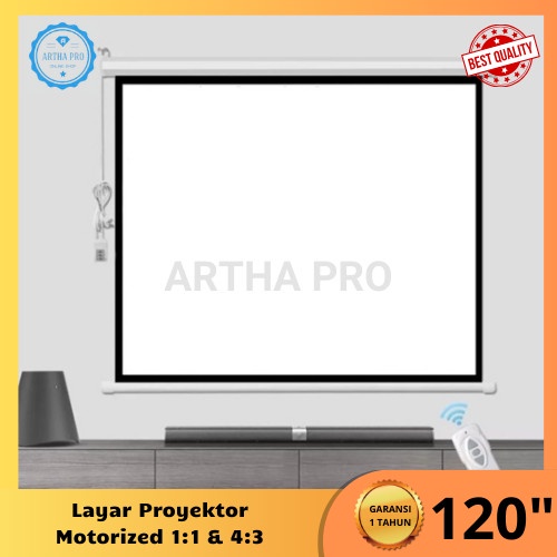 Hawas Layar Proyektor Motorized 120 Inch / Screen Projector Motorized 120"
