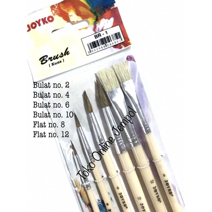 

isi 6 Kuas Set JOYKO BR-1 Brush Cat Acrylic Air Minyak Lukis ATK1136JY