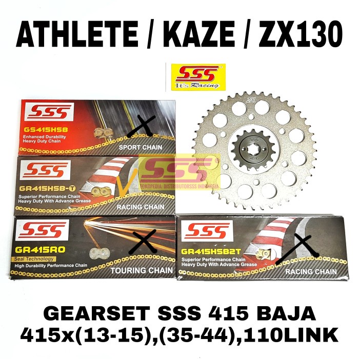 ✨COD Gearset/Girset/Gir Set Sss 415 Athlete/Kaze/Zx130 Rantai Sss Hsbt Terbaru