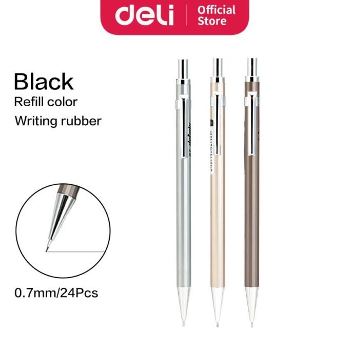 

0.7 Pensil Mekanik Body Metal DELI S332 Mechanical Pencil ATK1355DL