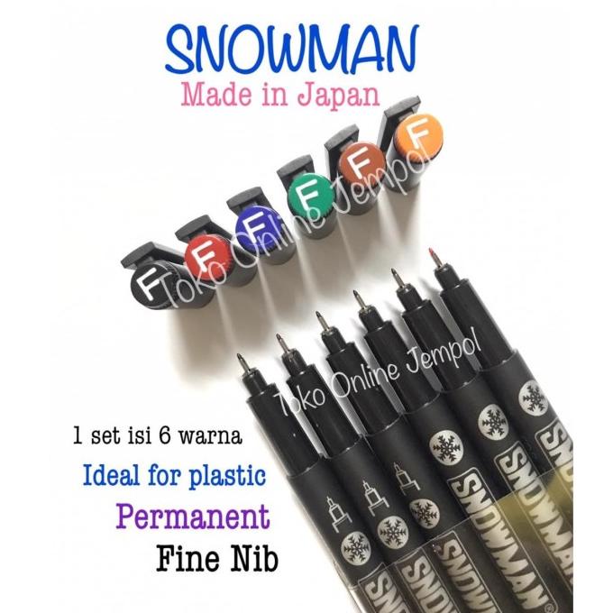 

isi 6 warna Spidol Snowman OPF Fine Nib marker plastik ATK1021SM