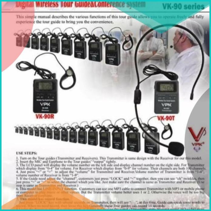 MIC TOUR GUIDE VPK VK 90T / VK 90R WIRELESS ORIGINAL1PENDENGAR 1BICARA