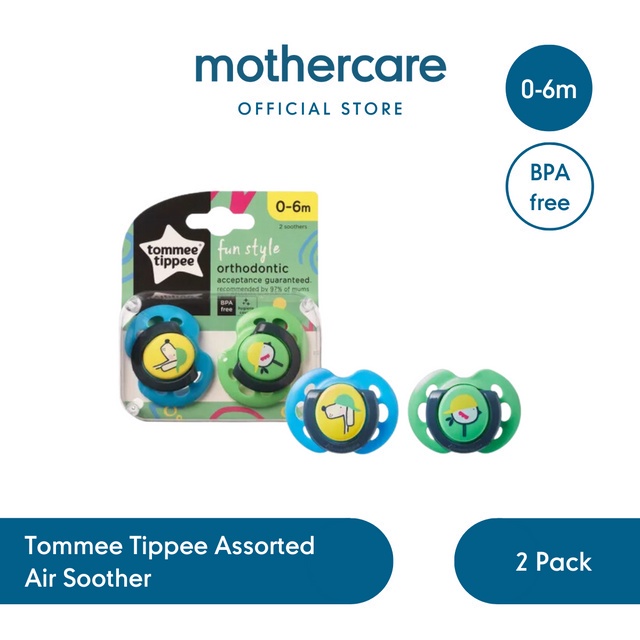 Tommee Tippee Assorted Air Soother 0-6M 2Pk - Empeng Bayi