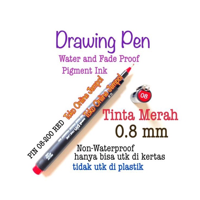 

MERAH 0.8 UNI Fine Line Drawing Pen 915462 PIN 08-200 RED ATK1315UN