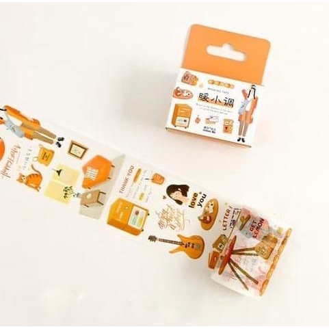 

Orange Daily Activities Masking Washi Tape Selotip Solasi Lucu