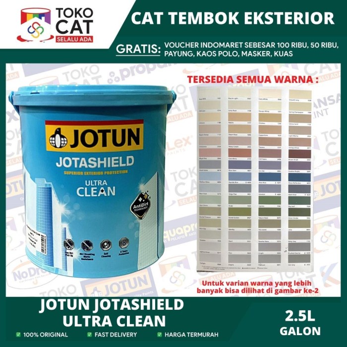 Cat Tembok Luar Jotun Jotashield Ultra Clean Tinting ( Bisa Request Warna ) 2,5 Liter Galon // Cat Tembok Exterior // Cat Tembok Exterior // Cat Anti Noda
