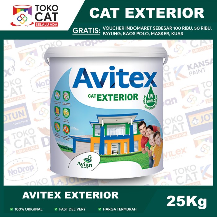 Cat Tembok Luar Avian Avitex Exterior Warna Putih 25 Kg Pail //Cat Tembok Eksterior